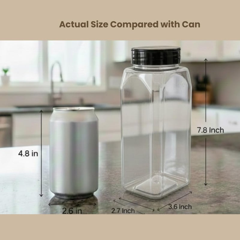Pride Of India Large Clear Plastic Spice Jars w/Dual Sifter Cap | Food Grade BPA Free USA Made | 32 Fluid Ounce Capacity - Image 2